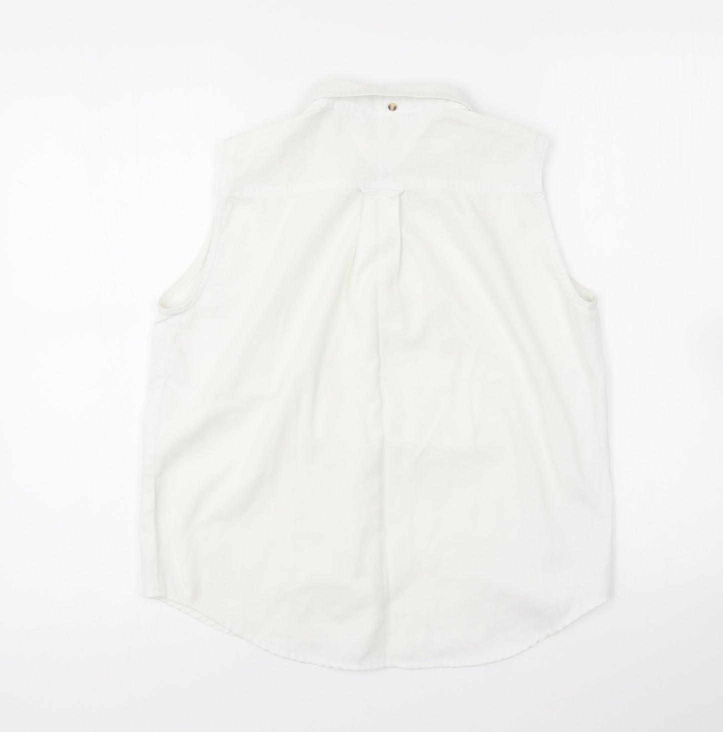Basix Womens White Cotton Basic Button-Up Size L Collared