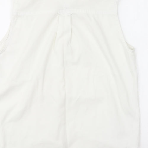 Basix Womens White Cotton Basic Button-Up Size L Collared