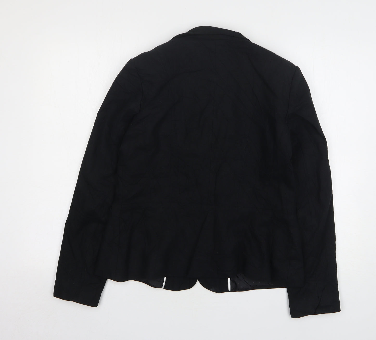 Klass Womens Black Linen Jacket Blazer Size 12 - Embroidered