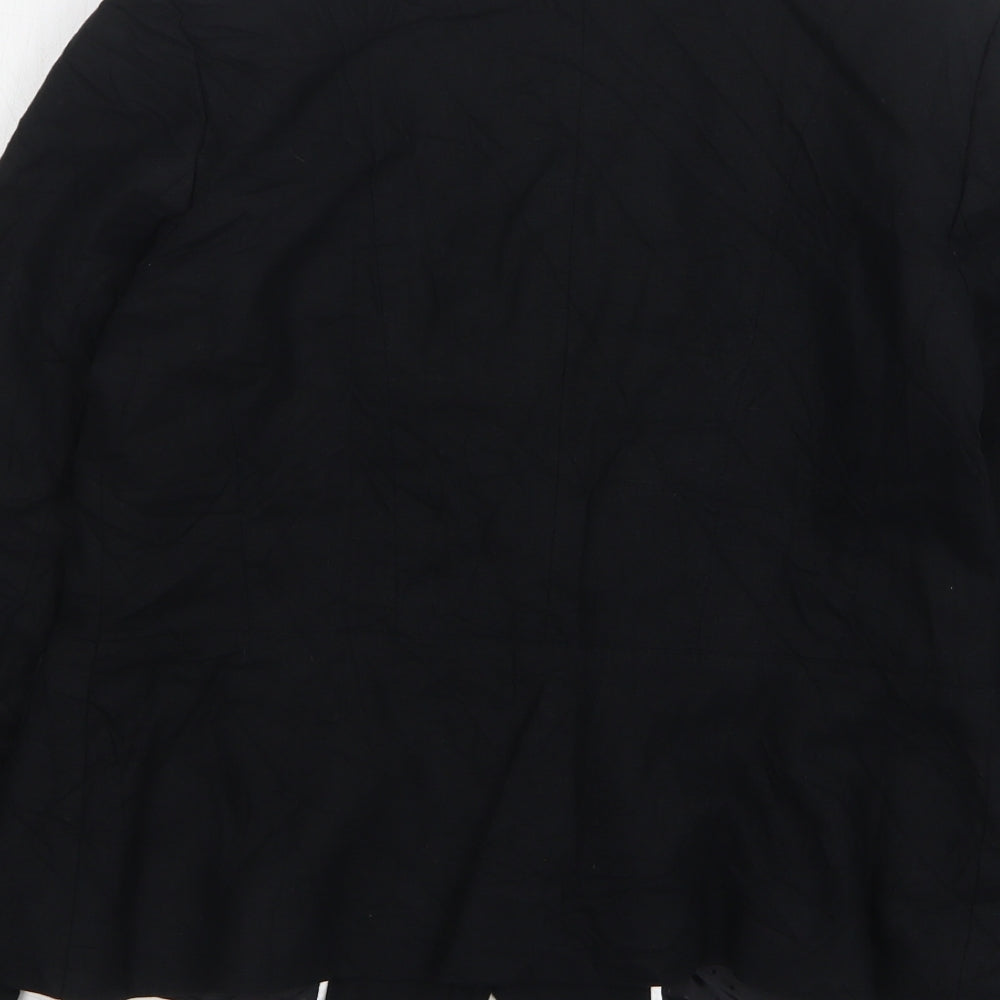Klass Womens Black Linen Jacket Blazer Size 12 - Embroidered