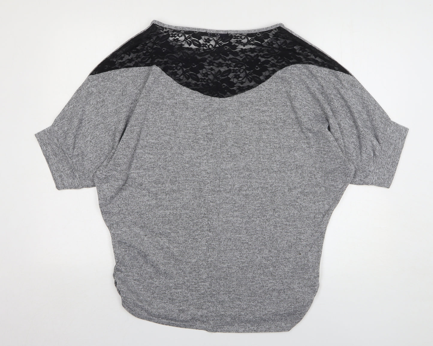 Quiz Womens Grey Round Neck Floral Polyester Pullover Jumper Size 16