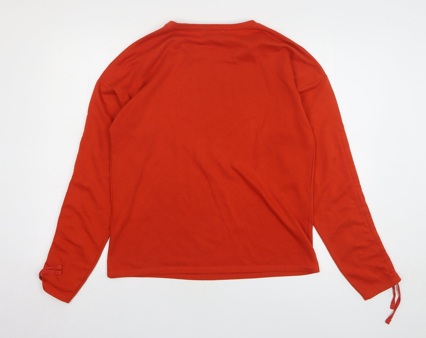Red Herring Womens Orange Polyester Basic T-Shirt Size 14 Round Neck