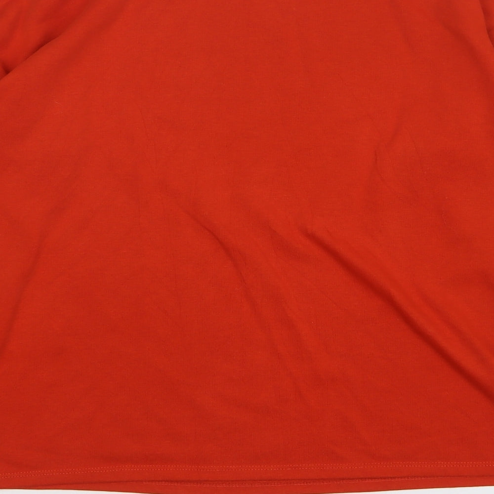 Red Herring Womens Orange Polyester Basic T-Shirt Size 14 Round Neck
