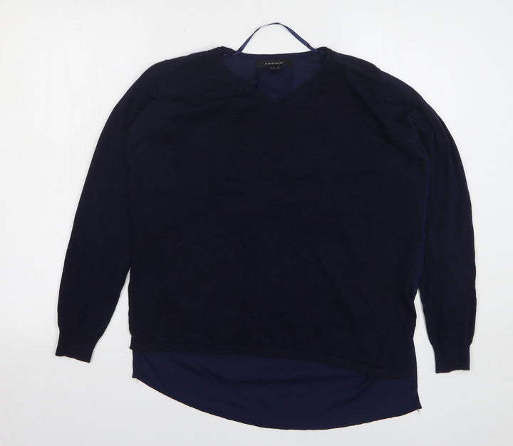 Atmosphere Womens Blue V-Neck Viscose Pullover Jumper Size 12