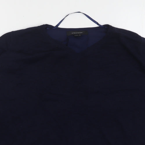 Atmosphere Womens Blue V-Neck Viscose Pullover Jumper Size 12