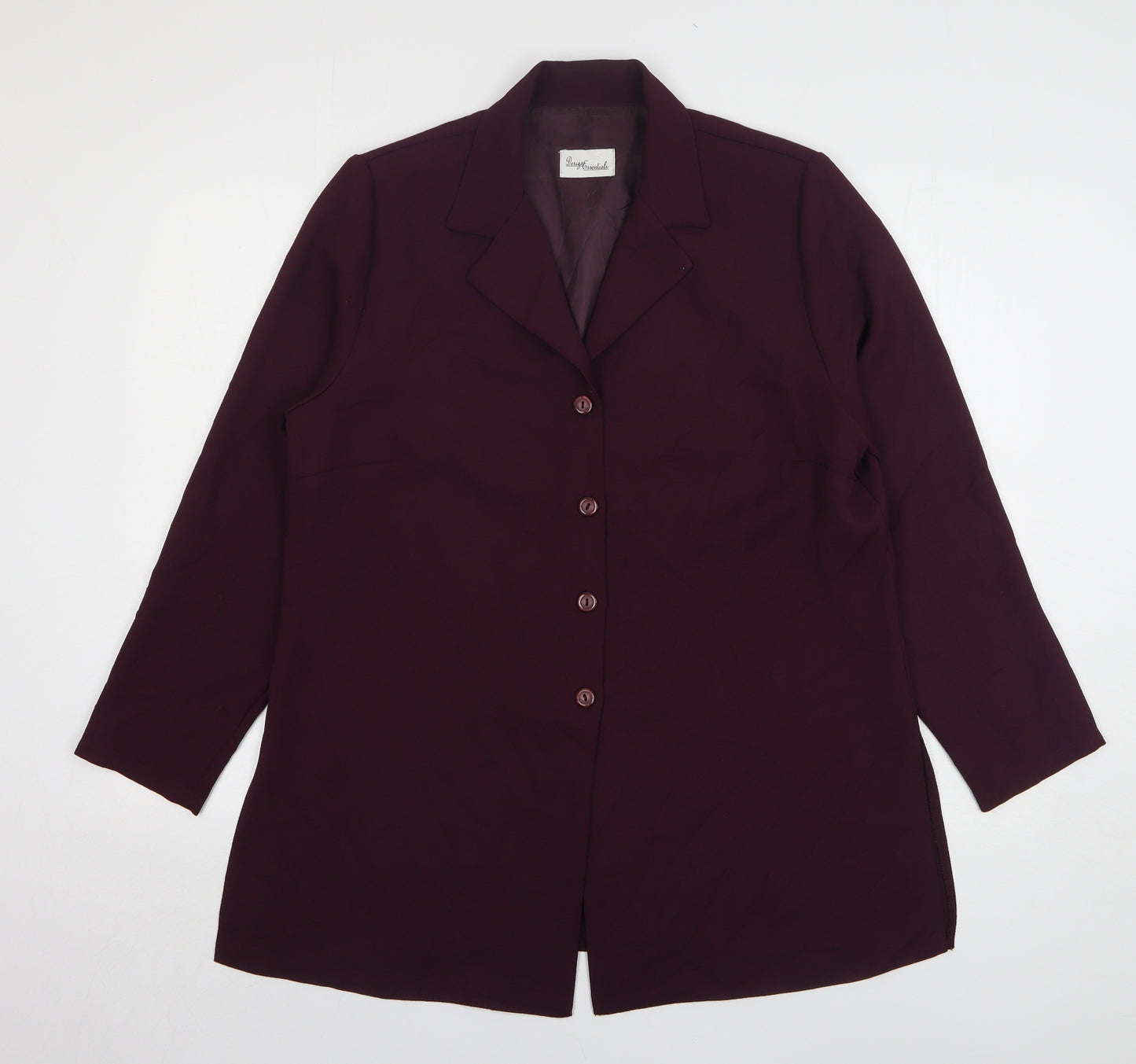 Design Essentials Womens Purple Polyester Jacket Suit Jacket Size 16