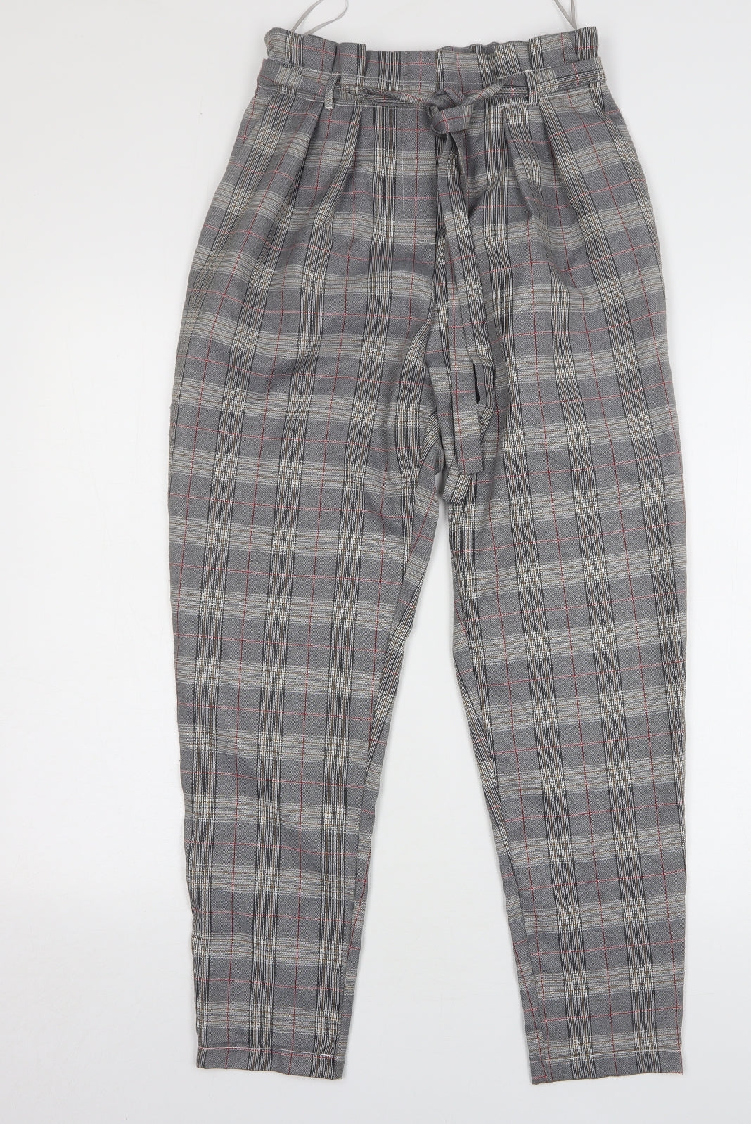 Lexie & Lola Womens Grey Plaid Polyester Trousers Size 8 L28 in Regular Zip