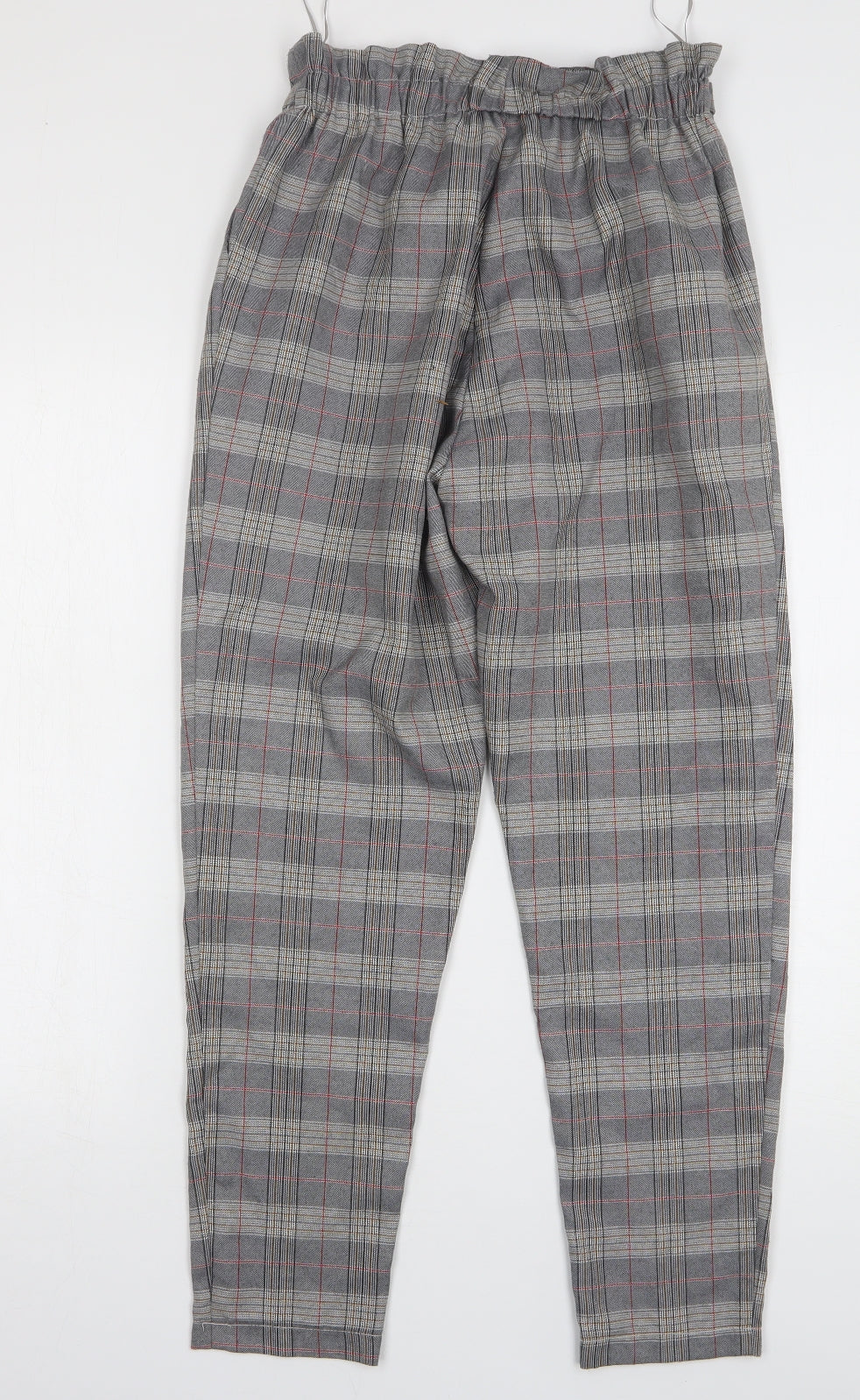 Lexie & Lola Womens Grey Plaid Polyester Trousers Size 8 L28 in Regular Zip