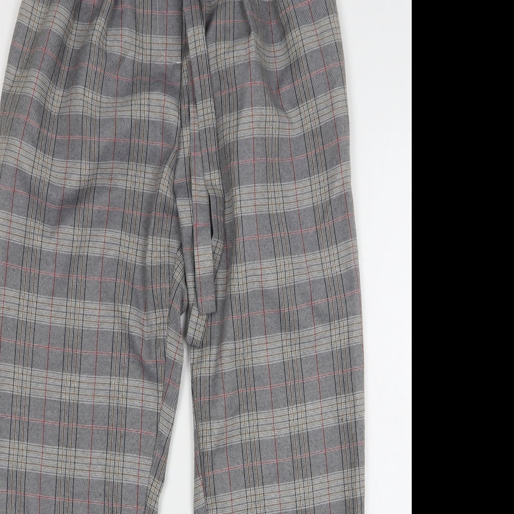 Lexie & Lola Womens Grey Plaid Polyester Trousers Size 8 L28 in Regular Zip
