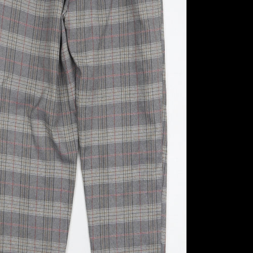 Lexie & Lola Womens Grey Plaid Polyester Trousers Size 8 L28 in Regular Zip