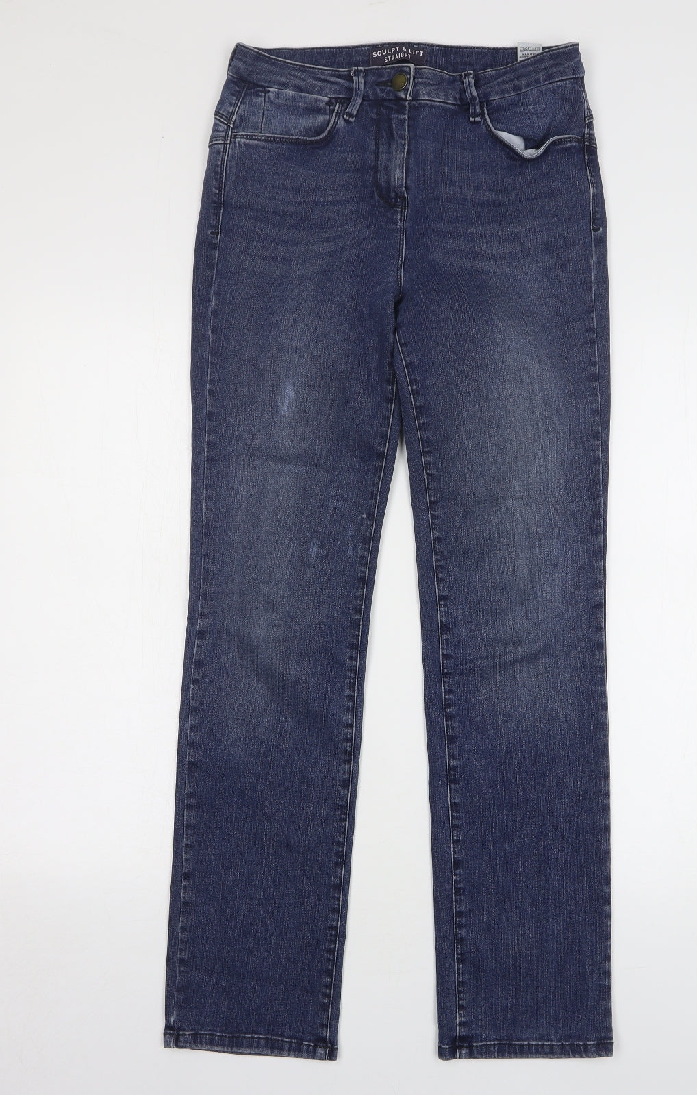 Marks and Spencer Womens Blue Cotton Straight Jeans Size 10 L30 in Regular Button