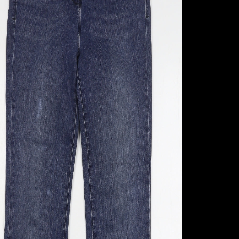 Marks and Spencer Womens Blue Cotton Straight Jeans Size 10 L30 in Regular Button