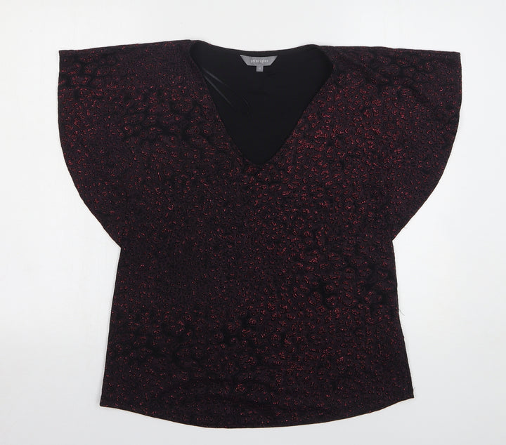Principles Womens Purple Animal Print Nylon Basic Blouse Size 12 V-Neck