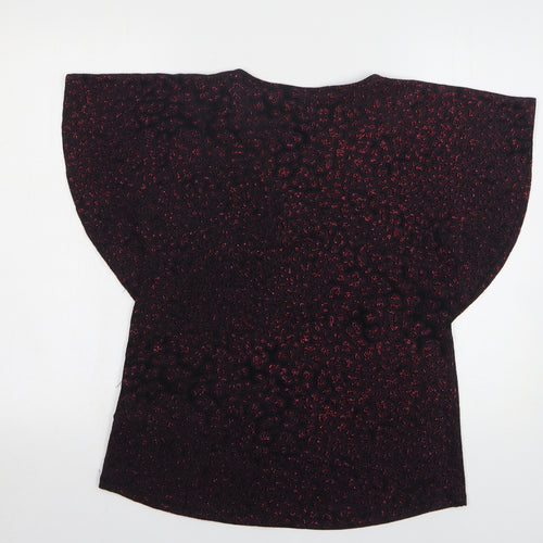 Principles Womens Purple Animal Print Nylon Basic Blouse Size 12 V-Neck