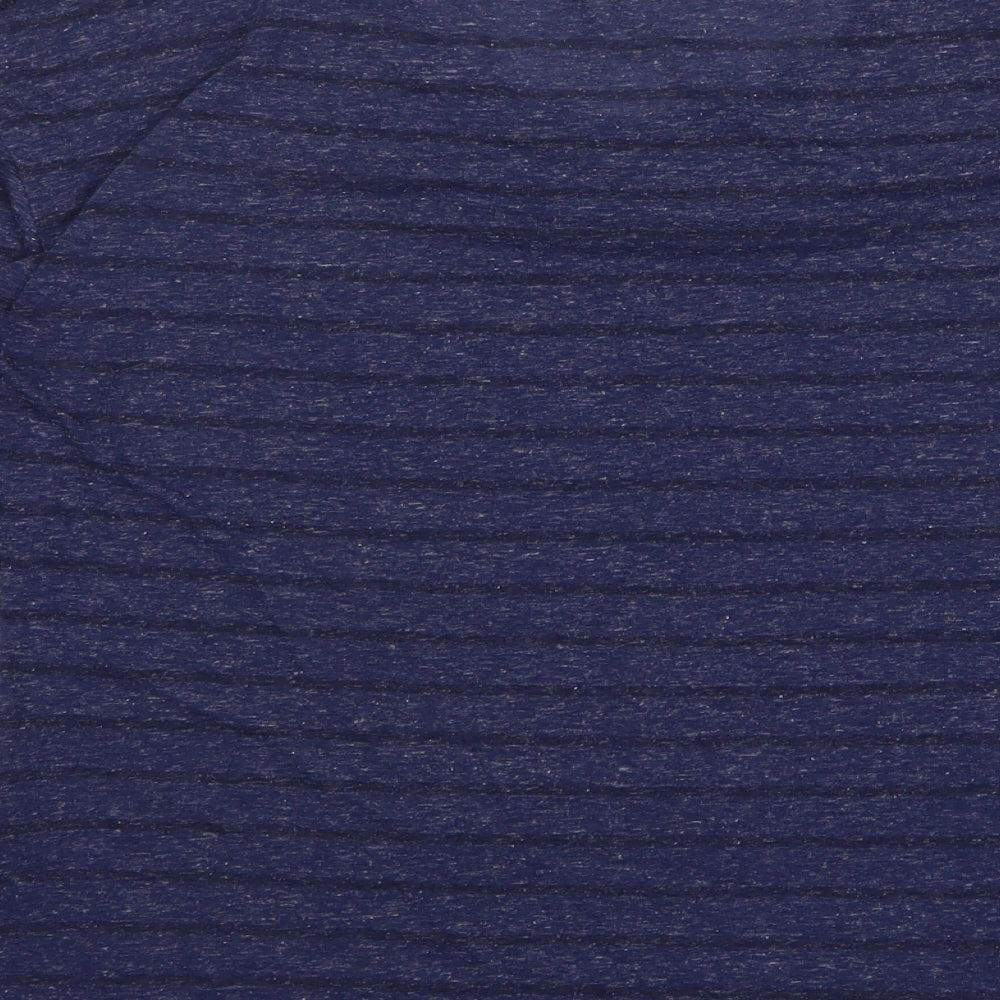 Marks and Spencer Womens Blue Striped Polyester Basic T-Shirt Size 12 Round Neck