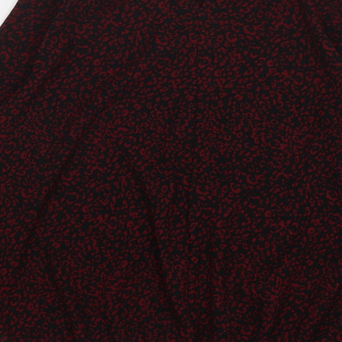 M&Co Womens Red Animal Print Polyester Basic Blouse Size 12 Round Neck