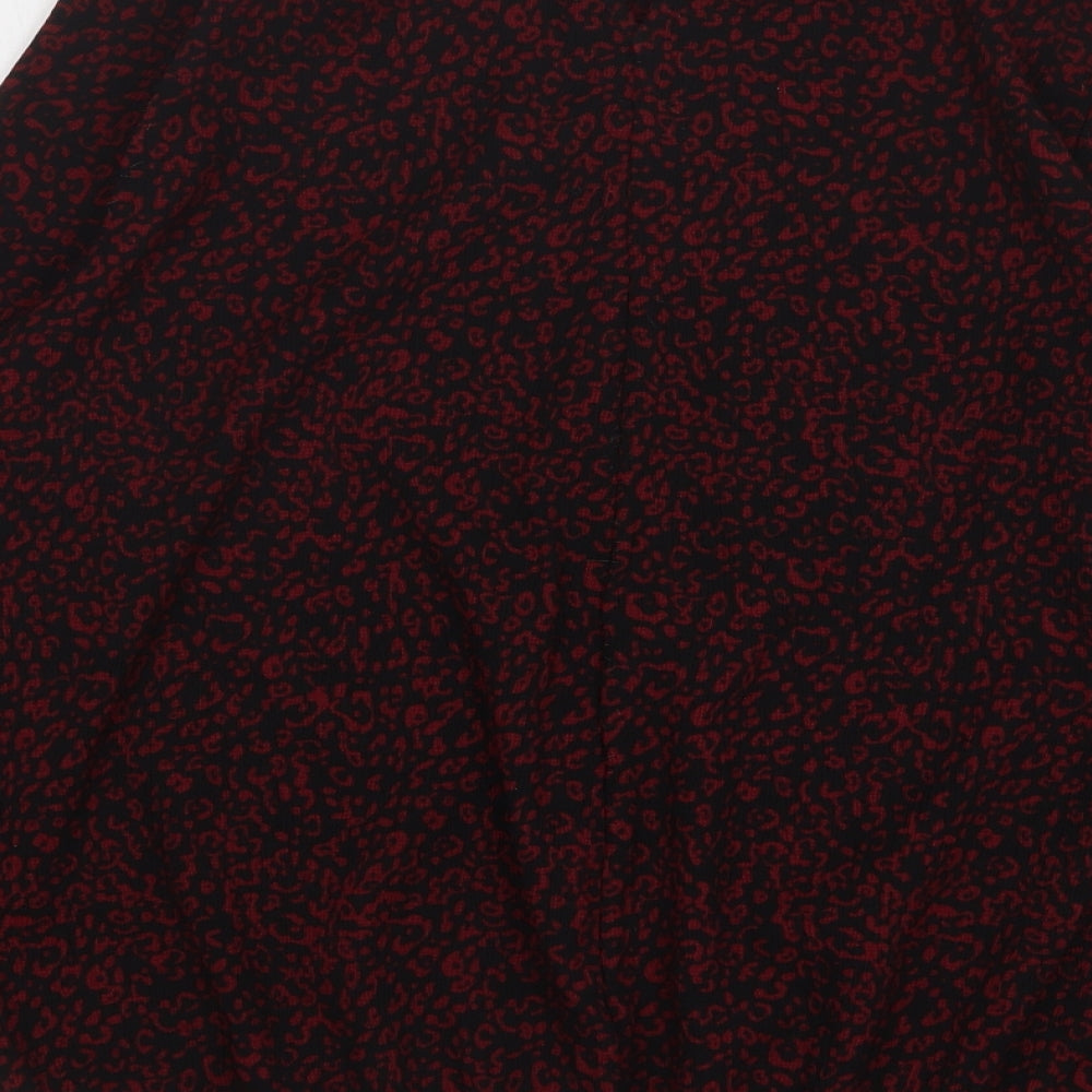 M&Co Womens Red Animal Print Polyester Basic Blouse Size 12 Round Neck