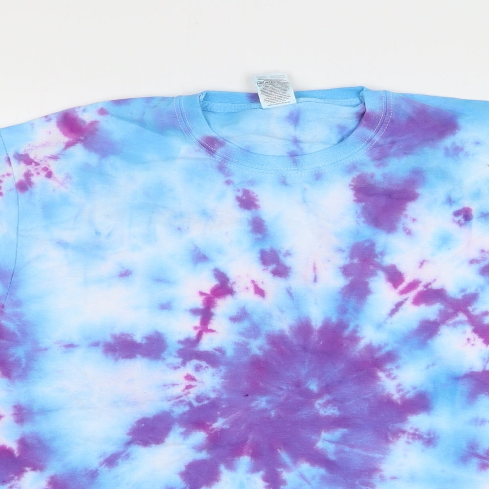 Fruit of the Loom Girls Multicoloured Geometric Cotton Basic T-Shirt Size 12-13 Years Round Neck Pullover - Tie Dye