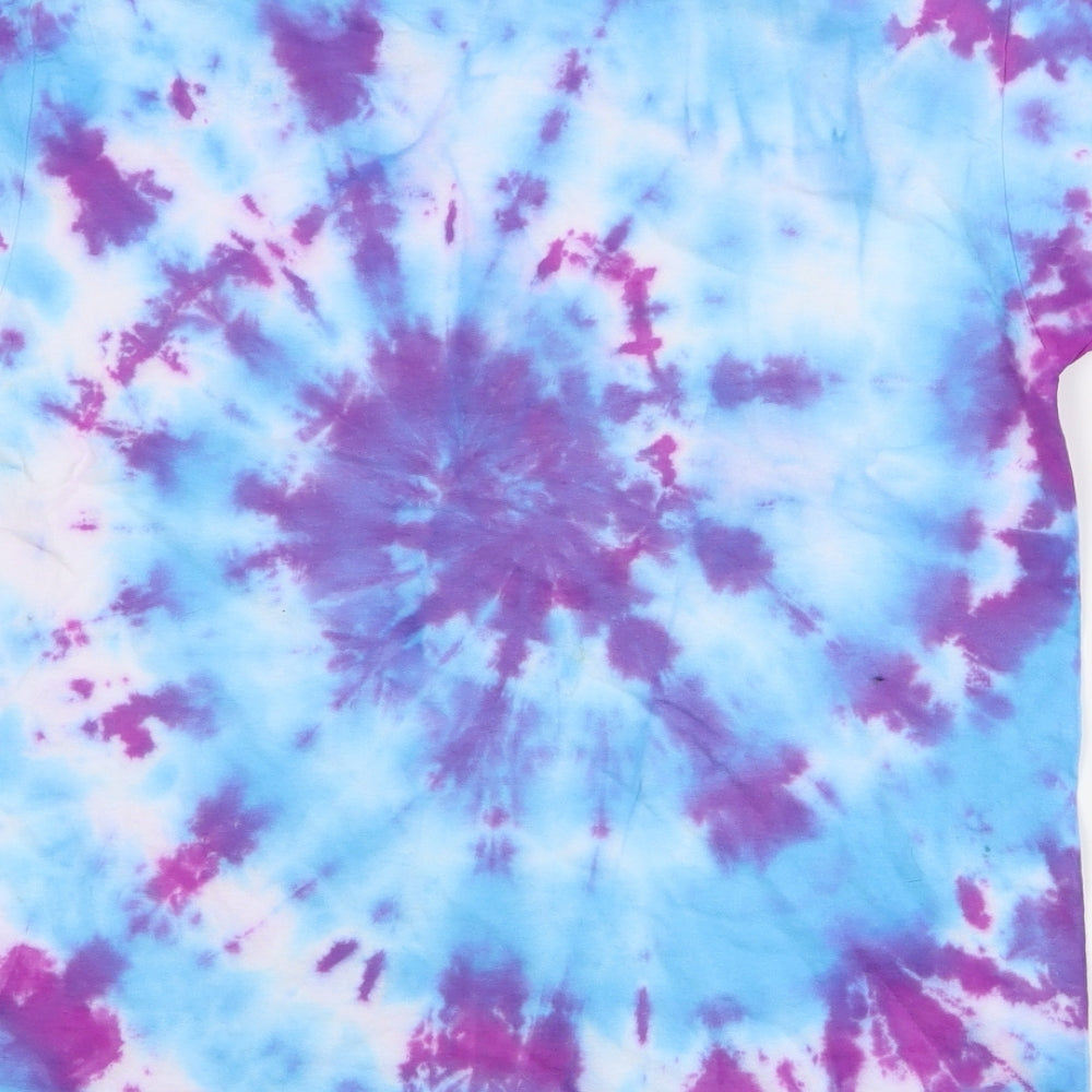 Fruit of the Loom Girls Multicoloured Geometric Cotton Basic T-Shirt Size 12-13 Years Round Neck Pullover - Tie Dye