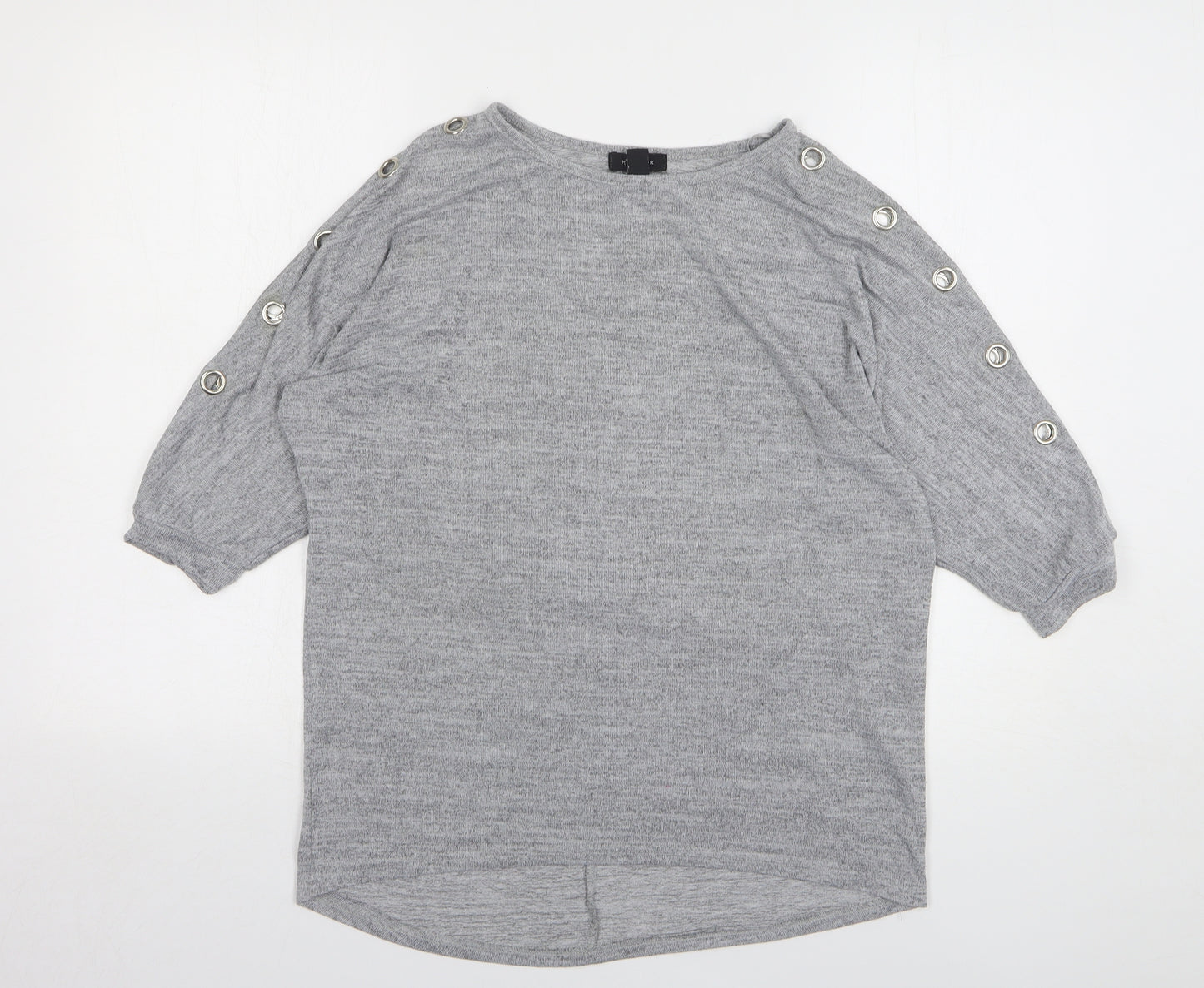 New Look Womens Grey Round Neck Polyester Pullover Jumper Size M