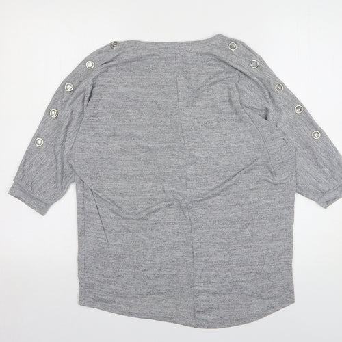 New Look Womens Grey Round Neck Polyester Pullover Jumper Size M