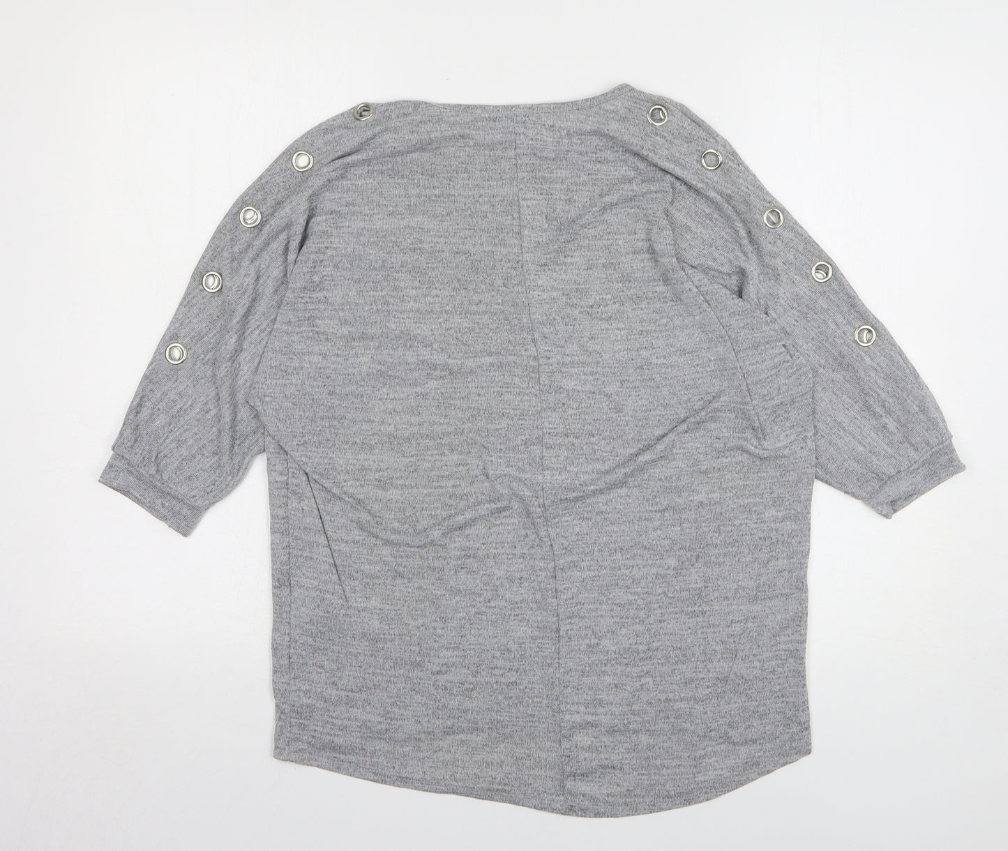 New Look Womens Grey Round Neck Polyester Pullover Jumper Size M