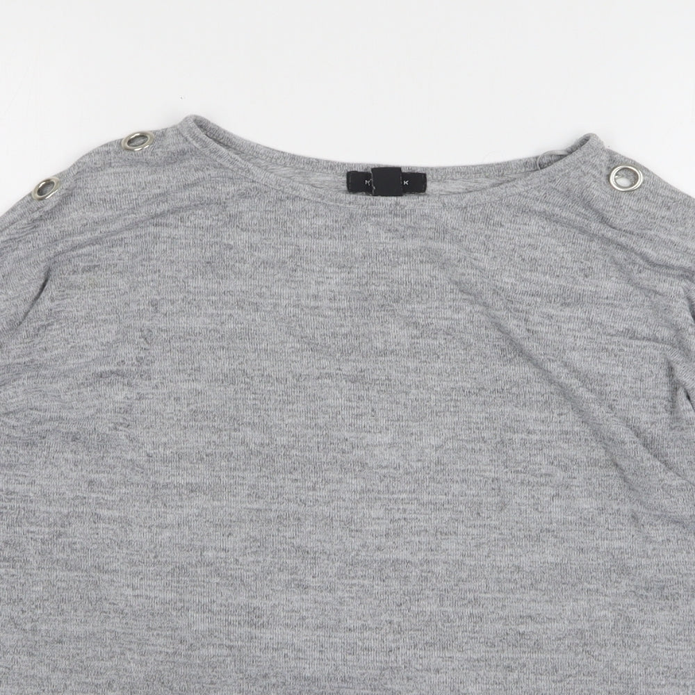 New Look Womens Grey Round Neck Polyester Pullover Jumper Size M