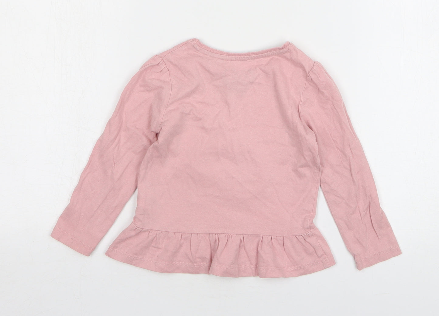 Primark Girls Pink Floral Cotton Basic T-Shirt Size 18-24 Months Round Neck Pullover - Hedgehog