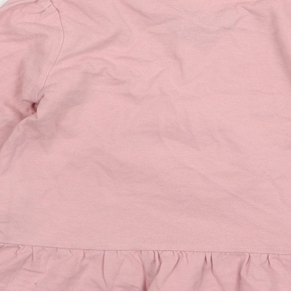 Primark Girls Pink Floral Cotton Basic T-Shirt Size 18-24 Months Round Neck Pullover - Hedgehog