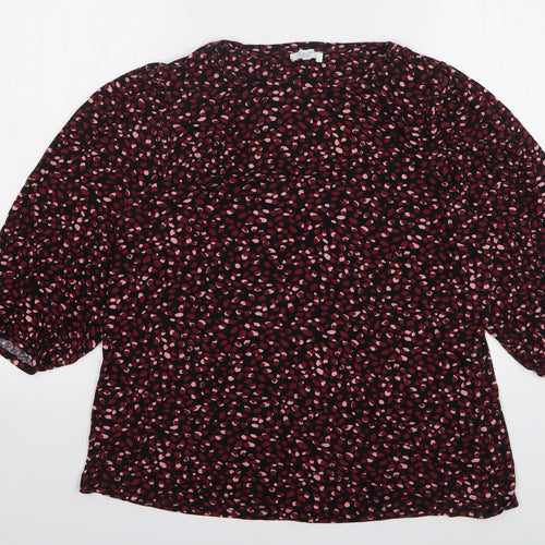 Principles Womens Black Geometric Viscose Basic T-Shirt Size 18 Round Neck