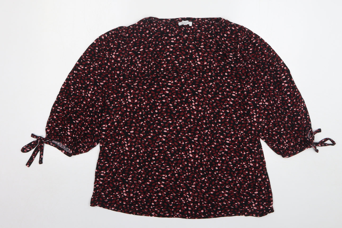 Principles Womens Black Geometric Viscose Basic T-Shirt Size 18 Round Neck