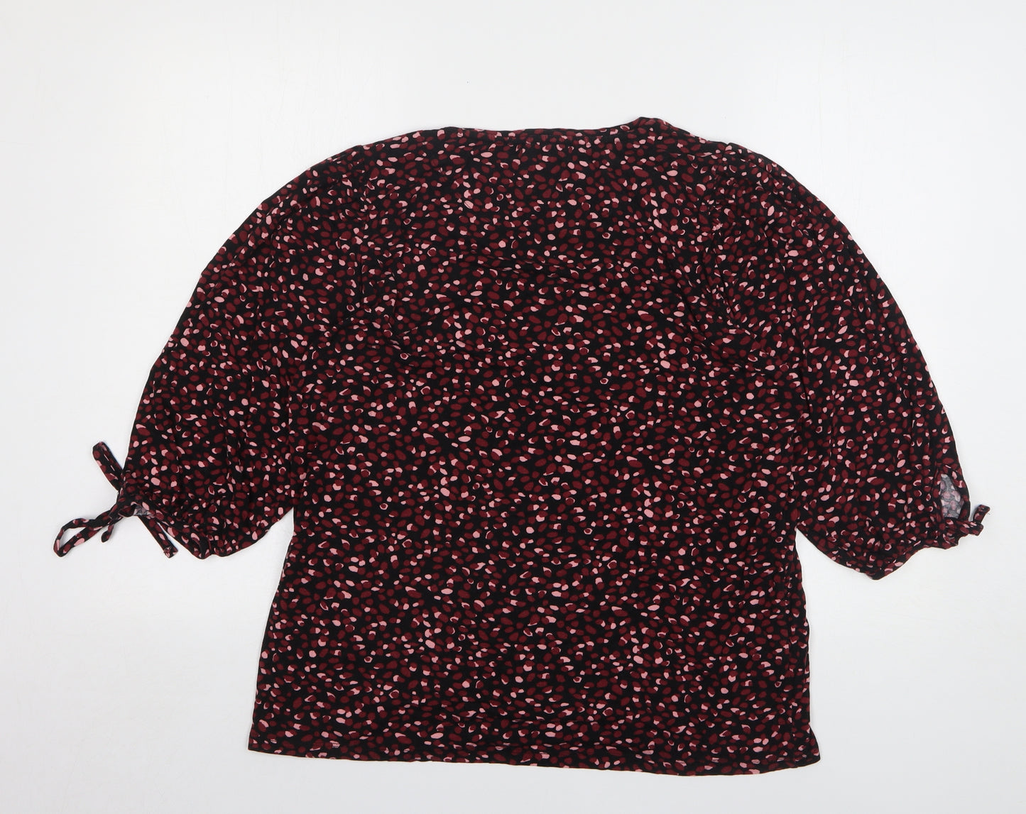 Principles Womens Black Geometric Viscose Basic T-Shirt Size 18 Round Neck