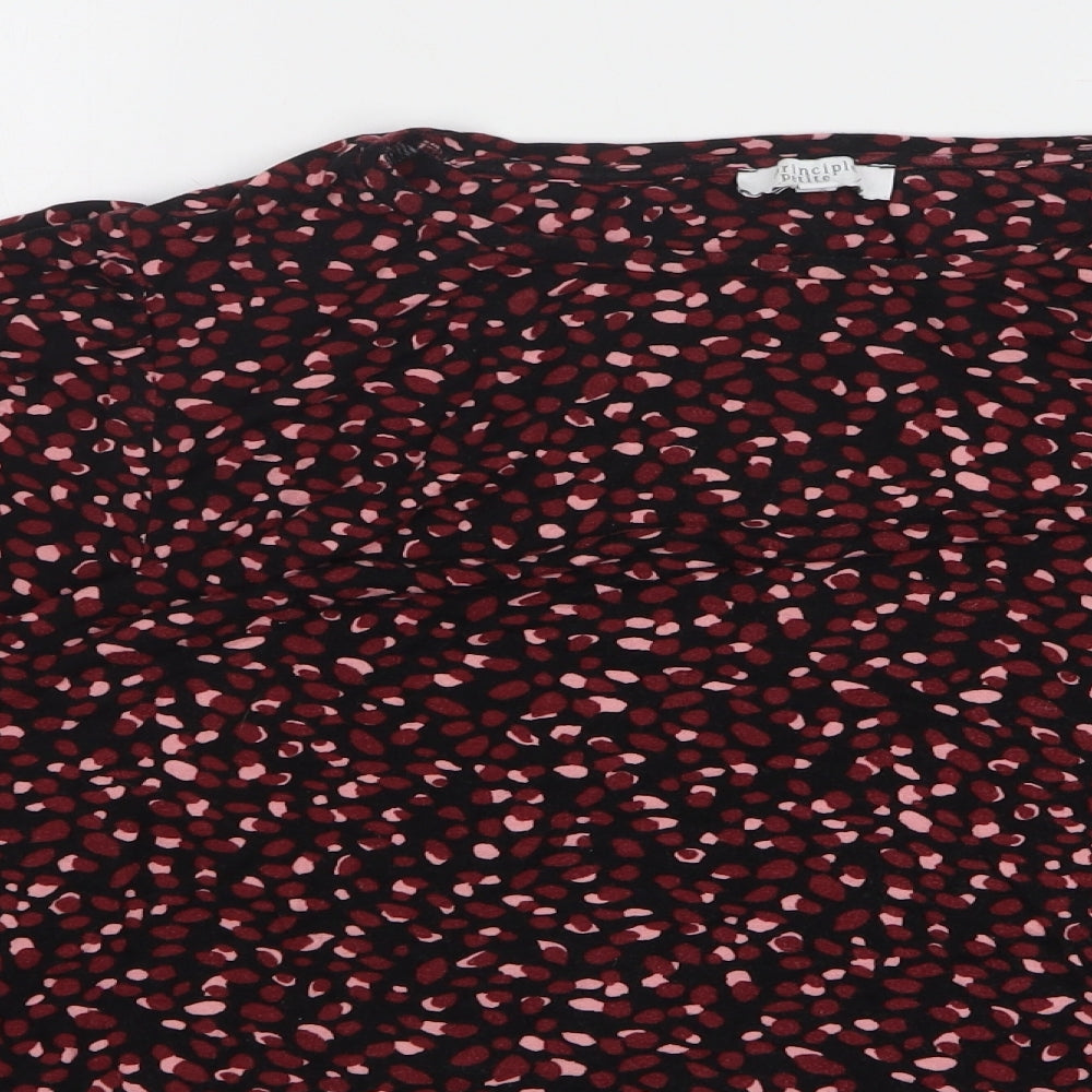 Principles Womens Black Geometric Viscose Basic T-Shirt Size 18 Round Neck