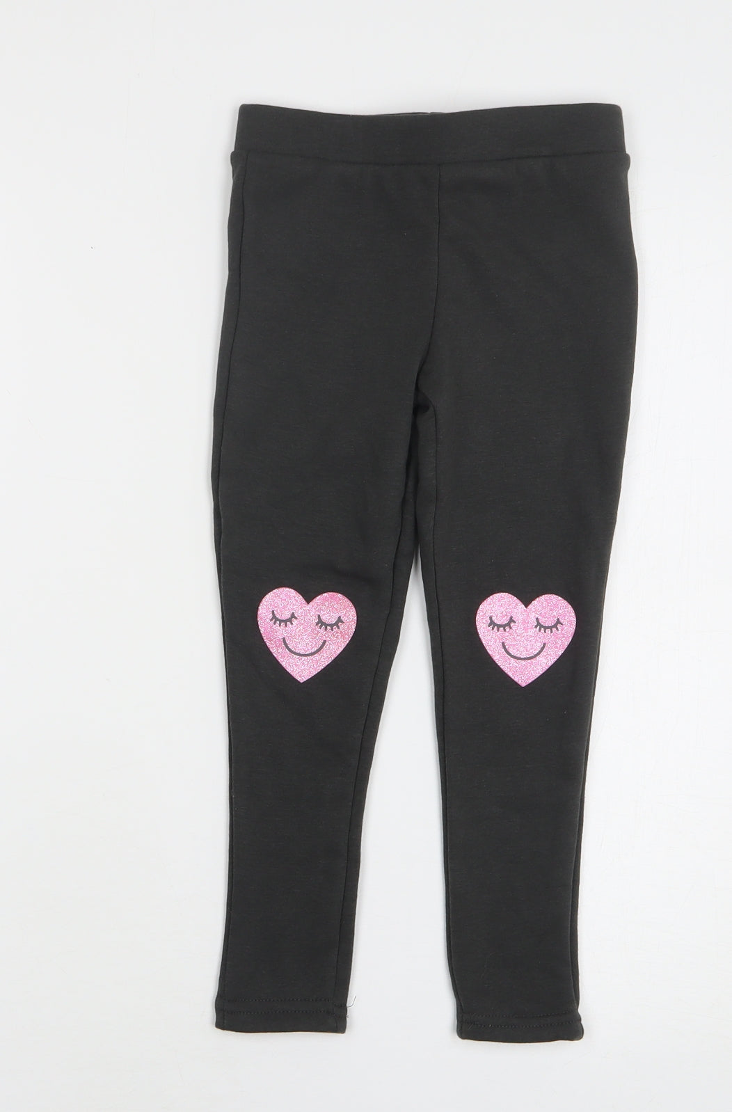 Primark Girls Grey Polyester Sweatpants Trousers Size 5-6 Years Regular - Love Hearts