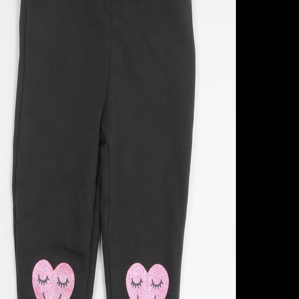 Primark Girls Grey Polyester Sweatpants Trousers Size 5-6 Years Regular - Love Hearts