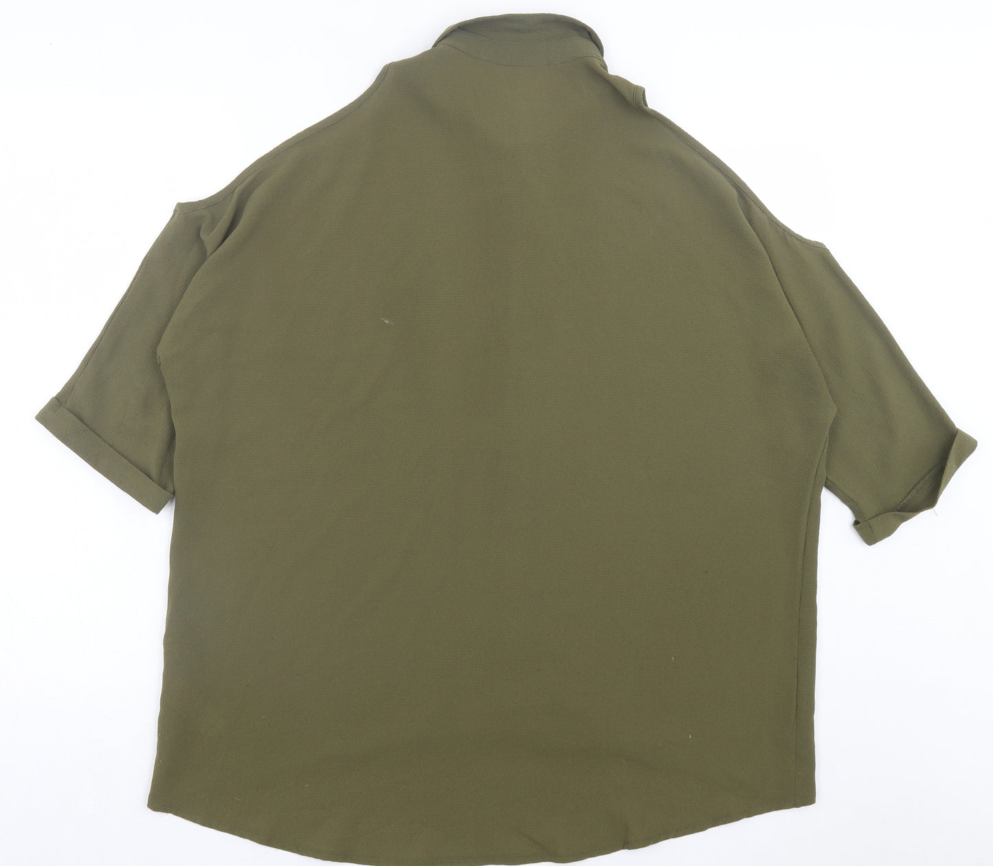 New Look Womens Green Polyester Basic Button-Up Size 10 Collared - Cold Shoulder