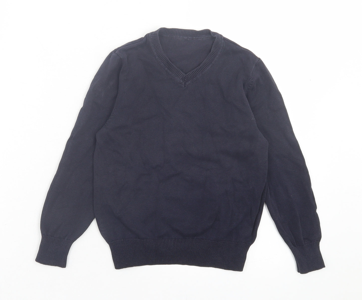 George Boys Blue V-Neck Cotton Pullover Jumper Size 4-5 Years Pullover