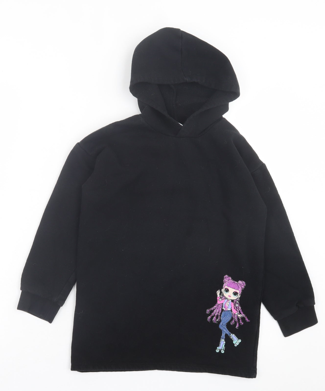 George Girls Black Cotton Pullover Hoodie Size 8-9 Years Pullover - LOL Dolls