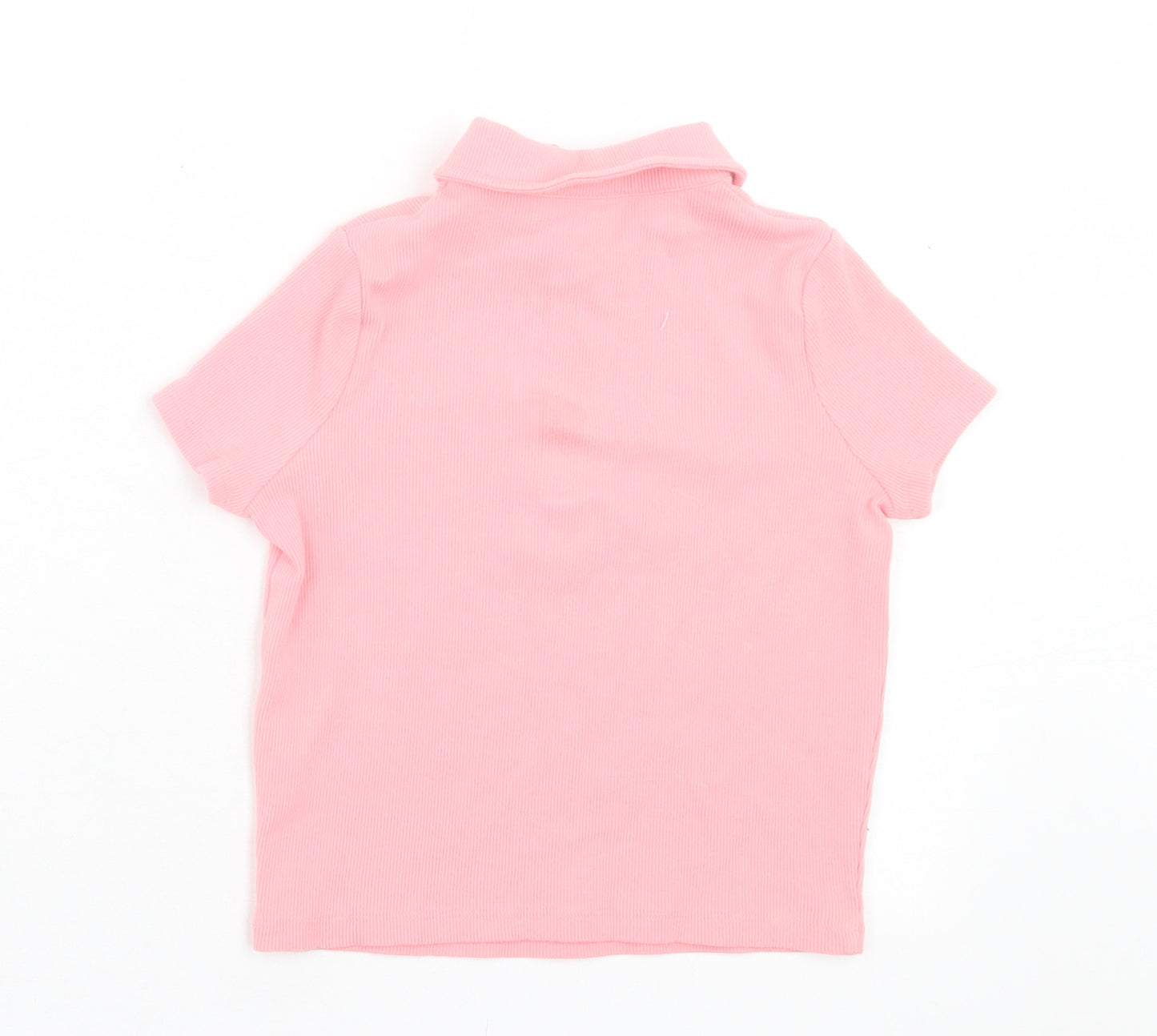 George Girls Pink Cotton Basic Polo Size 7-8 Years Collared Button - Ribbed