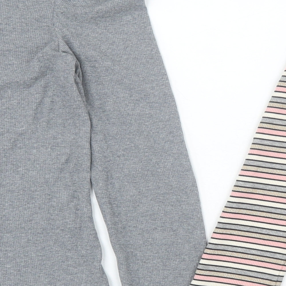 F&F Girls Grey Striped Cotton Basic Casual Size 13-14 Years Crew Neck Pullover - 2 Pack