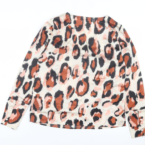 VILA Womens Multicoloured Animal Print Polyester Basic Blouse Size 10 V-Neck