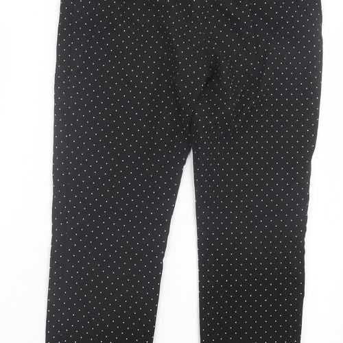 Topshop Womens Black Polka Dot Polyester Trousers Size 12 L27 in Regular Hook & Eye - Black & White
