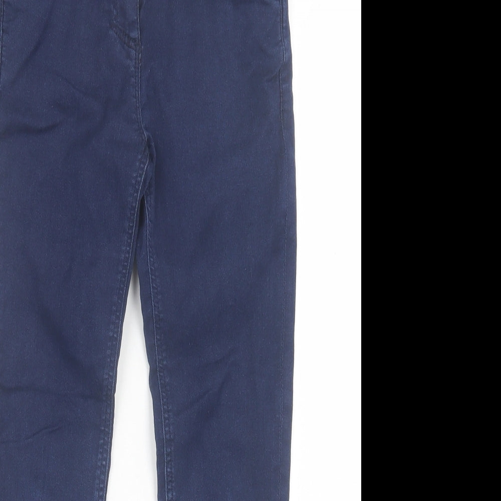 Marks and Spencer Girls Blue Cotton Skinny Jeans Size 10-11 Years Regular Button - Dark Blue