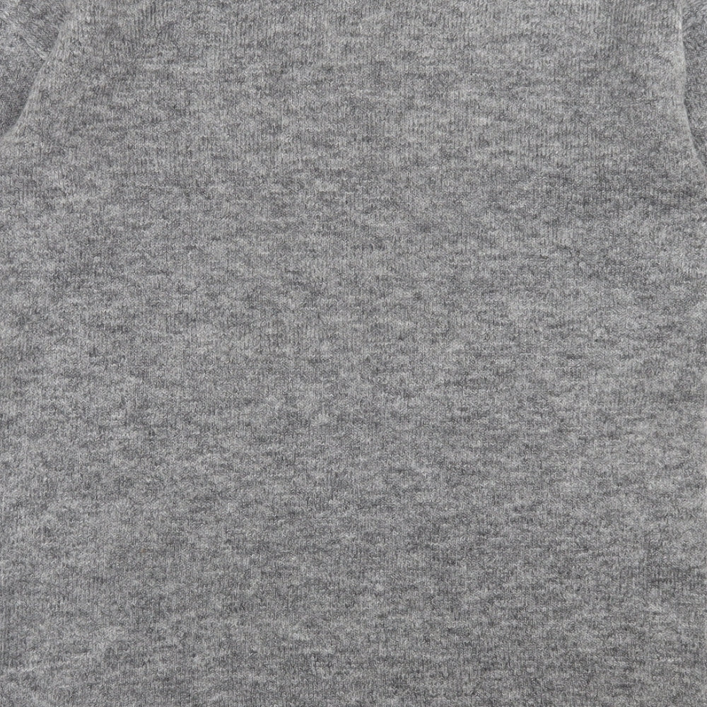 New Look Womens Grey Crew Neck Geometric Acrylic Pullover Jumper Size S - Christmas