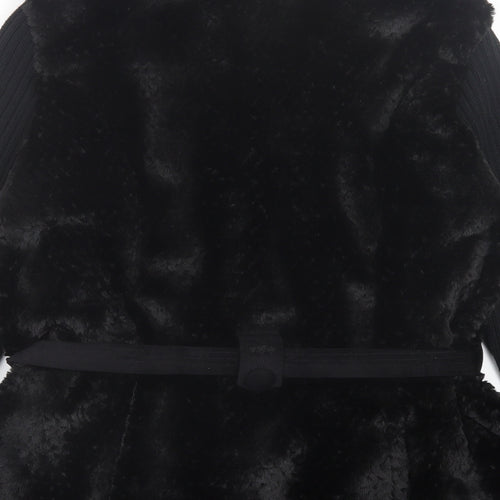 Per Una Womens Black Jacket Size L Button - Faux Fur