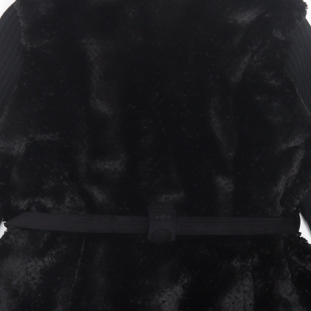 Per Una Womens Black Jacket Size L Button - Faux Fur
