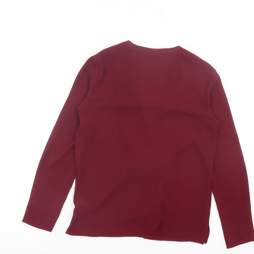 Topshop Womens Purple Polyester Basic Blouse Size 8 V-Neck - Twist Front