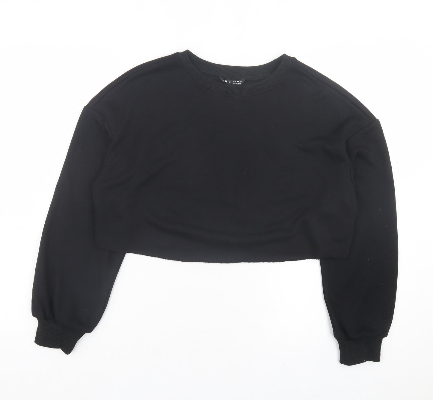 SheIn Womens Black Polyester Pullover Sweatshirt Size XS Pullover - Cropped