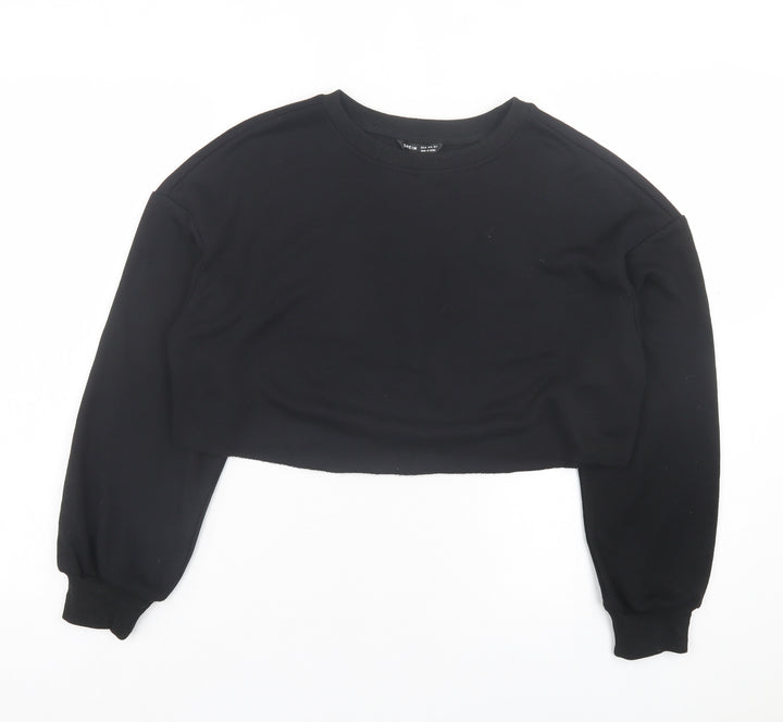 SheIn Womens Black Polyester Pullover Sweatshirt Size XS Pullover - Cropped