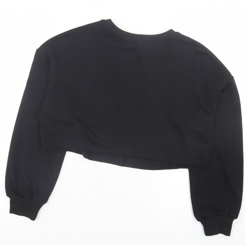 SheIn Womens Black Polyester Pullover Sweatshirt Size XS Pullover - Cropped